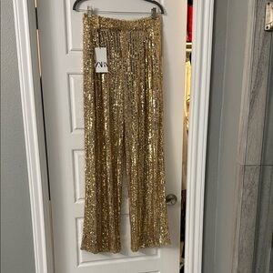 Zara Sparkling Gold Sequin Trousers